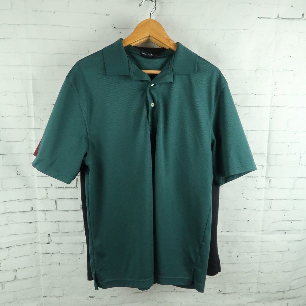 SPORT TEK POLO SHIRT BUNDLE GREEN BURGUNDY & BLACK SIZE MEDIUM - Picture 4 of 11